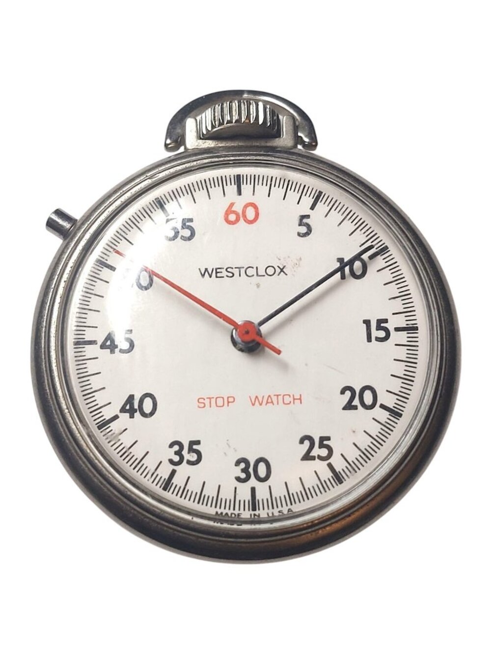 Vintage Westclox Stop Watch Mechanical Wind Up Pocket Made in USA Working 50mm